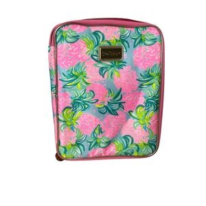 Lilly Pulitzer Large Case Organizer Pink  Pineapple shake Print Zip Travel Pouch